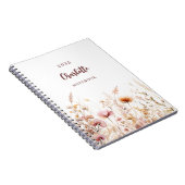 野の花草原ピンクのベージュ ノートブック (右側)