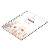 野の花草原ピンクのベージュ ノートブック (左側)