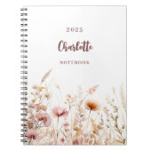 野の花草原ピンクのベージュ ノートブック (正面)