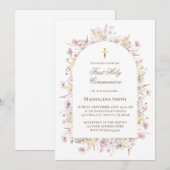 野の花 ファースト ホーリー コミュニオン 招待状 (正面/裏面)