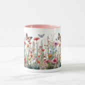 野の花 蝶々 畑の花 コーヒー 紅茶 マグカップ (中央)