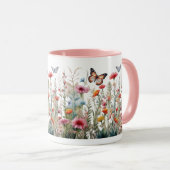 野の花 蝶々 畑の花 コーヒー 紅茶 マグカップ (正面右)