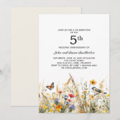 野の花 鳥 蝶々 5周年記念 招待状 (正面/裏面)