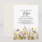野の花 鳥 蝶々 75周年記念 招待状 (正面/裏面)