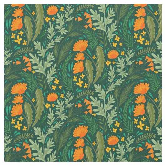 野の草と花 ファブリック (クローズアップ)