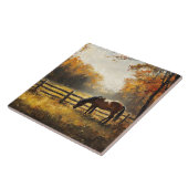 野の馬ゴールデンアワー絵を描ズ タイル (側面)