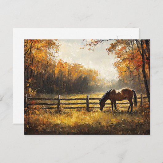 野の馬ゴールデンアワー絵を描ズ ポストカード (正面/裏面)