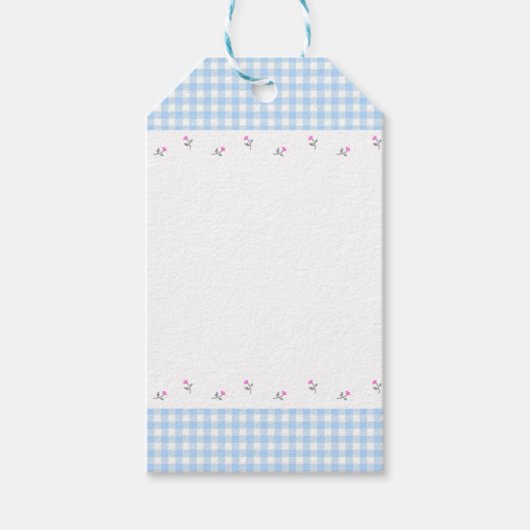 野ばら＆チェック（ブルー）  ギフトタグ (正面)