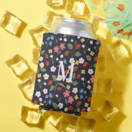 野イチゴパターン（の模様が）あるモノグラムの海軍 缶クーラー