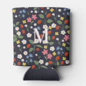 野イチゴパターン（の模様が）あるモノグラムの海軍 缶クーラー (裏面)