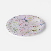 野エレガント花お洒落ピンク ペーパープレート (アングル)