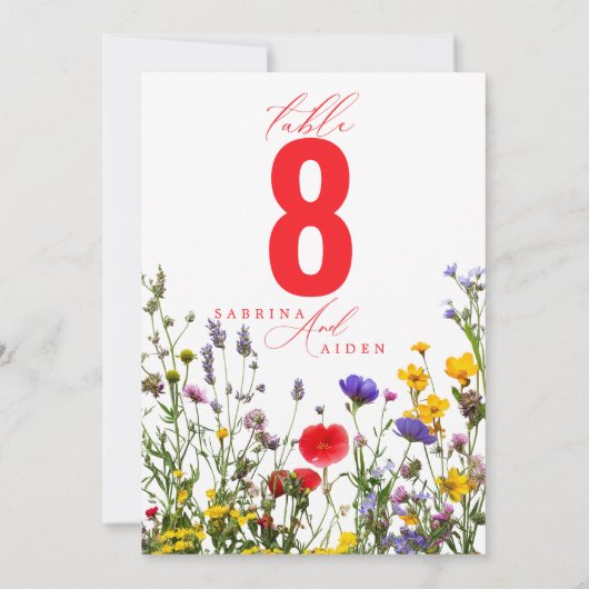 野エレガント花が咲く結婚テーブル番号 (裏面)