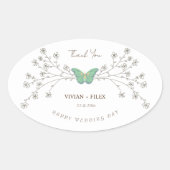 野エレガント花と蝶 楕円形シール (正面)