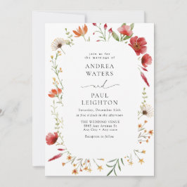 野エレガント花の結婚緑 招待状