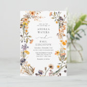 野エレガント花の結婚緑 招待状 (スタンド正面)
