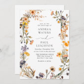 野エレガント花の結婚緑 招待状 (正面/裏面)