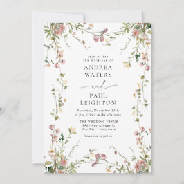 野エレガント花の結婚緑 招待状