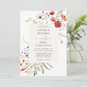 野エレガント花の結婚緑 招待状 (スタンド正面)