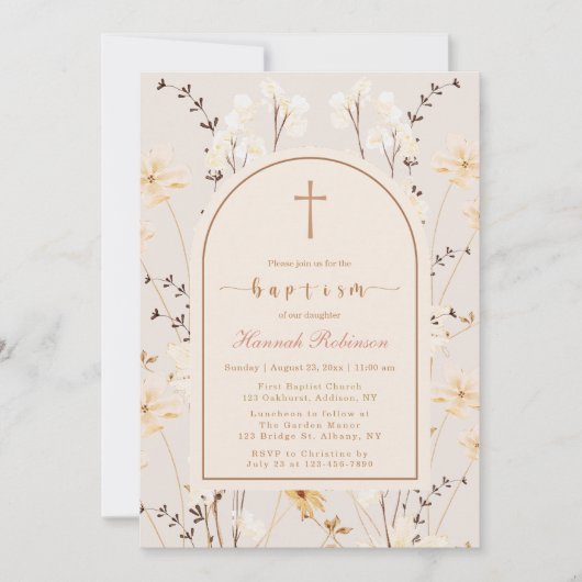 野エレガント花バプテスマ 招待状 (正面)