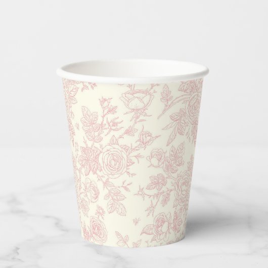 野エレガント花バラ赤面ピンク結婚ズ 紙コップ (正面)