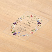 野エレガント花フェミニンフローラ75誕生日 アクリル招待状 (レイダウン)