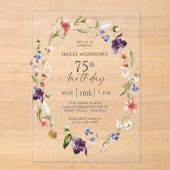 野エレガント花フェミニンフローラ75誕生日 アクリル招待状 (正面)