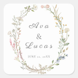 野エレガント花フローラの結婚庭の緑 スクエアシール
