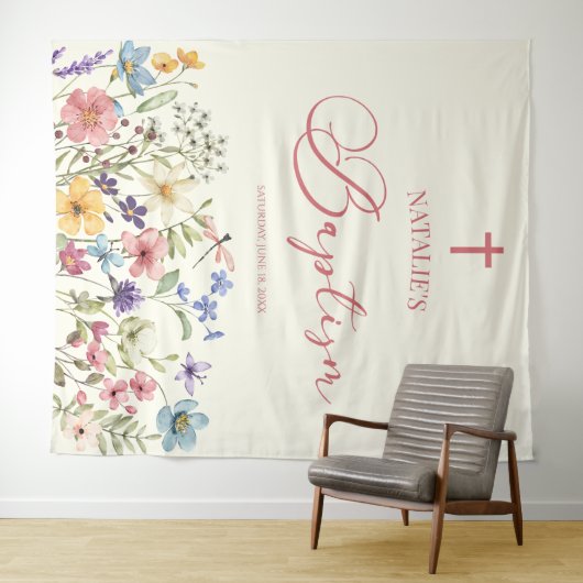 野エレガント花フローラ洗礼 タペストリー (インサイチュ(横))