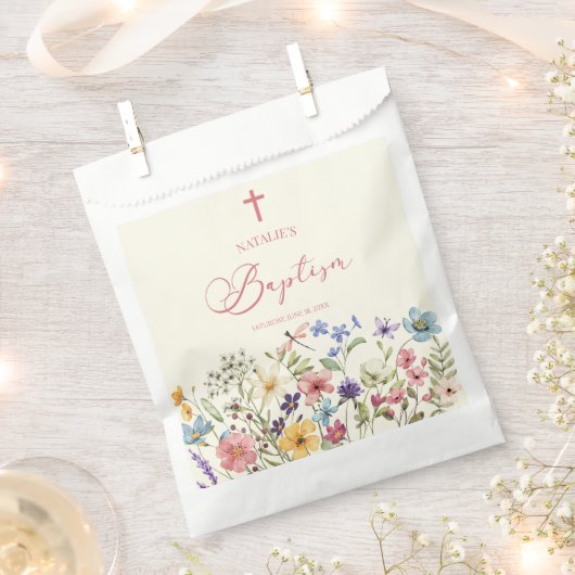 野エレガント花フローラ洗礼 フェイバーバッグ (クリップ留めされた状態)