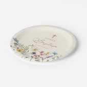 野エレガント花フローラ洗礼 ペーパープレート (アングル)