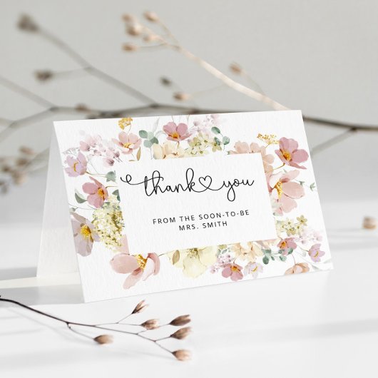 野エレガント花ブライダルシャワーサンキューカード カード