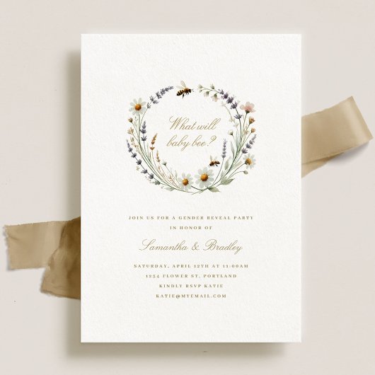 野エレガント花ベビー性発現パーティー 招待状