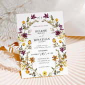 野エレガント花モダン結婚フローラ 招待状