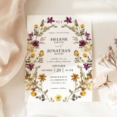 野エレガント花モダン結婚フローラ 招待状