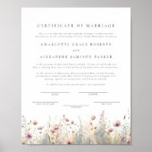 野エレガント花婚姻証明書 ポスター (正面)