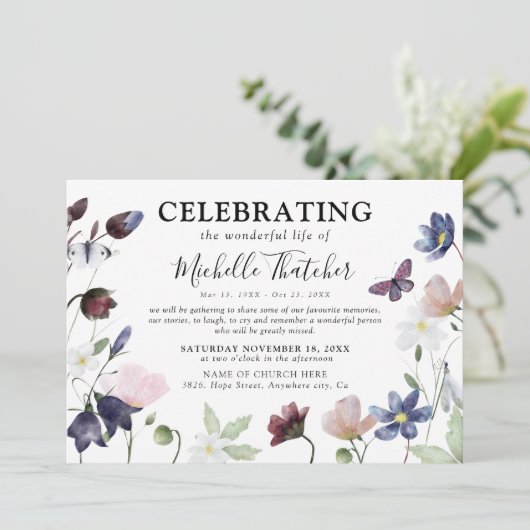 野エレガント花悔やみや弔慰追悼式 招待状 (スタンド正面)