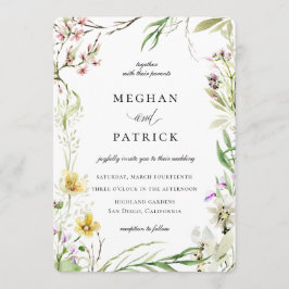 野エレガント花植物体結婚枠 招待状