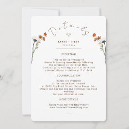 野エレガント花結婚の詳細カード 招待状