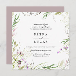 野エレガント花結婚植物薬 招待状
