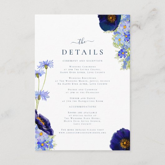 野エレガント花結婚詳細 エンクロージャーカード (正面)