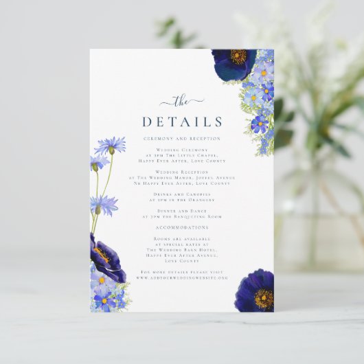 野エレガント花結婚詳細 エンクロージャーカード (スタンド正面)