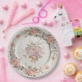 野エレガント花花結婚柄 ペーパープレート (パーティー)