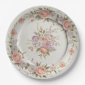 野エレガント花花結婚柄 ペーパープレート (正面)