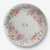 野エレガント花花結婚柄 ペーパープレート (正面)