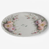 野エレガント花花結婚柄 ペーパープレート (アングル)