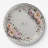 野エレガント花花結婚柄 ペーパープレート (正面)