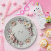 野エレガント花花結婚柄 ペーパープレート (パーティー)