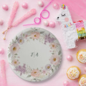 野エレガント花花結婚柄 ペーパープレート (パーティー)