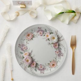 野エレガント花花結婚柄 ペーパープレート
