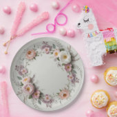 野エレガント花花結婚柄 ペーパープレート (パーティー)